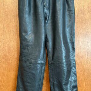 Vintage 80's Black Leather Pants - Women's High-Waisted - 24" Waist